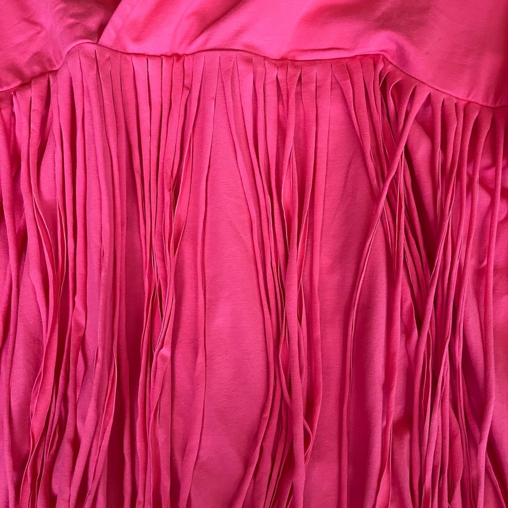 LIKE NEW DG2‎ by Diane Gilman Coral Crossover Fringe 3/4 Sleeve Top - Picture 2 of 5